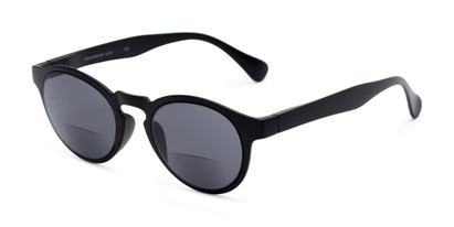 Angle of The Ortiz Bifocal Reading Sunglasses in Black with Smoke, Women's and Men's Round Reading Sunglasses