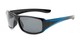 Angle of The Tyler Unmagnified Sunglasses in Black/Blue with Grey, Women's and Men's Sport & Wrap-Around Sunglasses