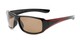 Angle of The Tyler Unmagnified Sunglasses in Black/Red with Amber, Women's and Men's Sport & Wrap-Around Sunglasses