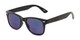 Angle of The Pacey Bifocal Reading Sunglasses in Matte Black with Blue Mirror, Women's and Men's Retro Square Reading Sunglasses