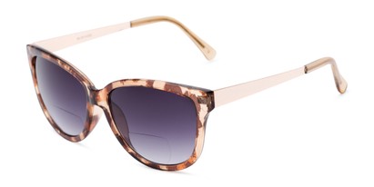 Angle of The Penelope Bifocal Reading Sunglasses in Leopard/Gold with Smoke, Women's Cat Eye Reading Sunglasses