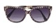 Folded of The Penelope Bifocal Reading Sunglasses in Tan Zebra/Silver with Smoke