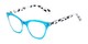 Angle of The Petunia in Blue/Clear Leopard, Women's Cat Eye Reading Glasses