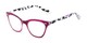 Angle of The Petunia in Pink/Clear Leopard, Women's Cat Eye Reading Glasses