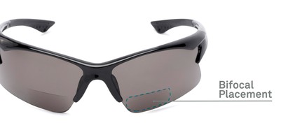 Detail of The Phoenix Bifocal Reading Sunglasses in Black with Smoke