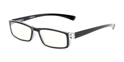 Angle of The Pike Place Computer Reader in Black/Clear with Clear, Women's and Men's Rectangle Reading Glasses