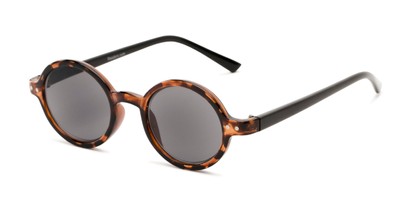 Angle of The Pillar Reading Sunglasses in Brown Tortoise/Black with Smoke, Women's and Men's Round Reading Sunglasses