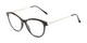 Angle of The Cosette in Black/Gold, Women's Cat Eye Reading Glasses