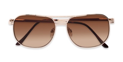Folded of The Pismo Beach Reading Sunglasses in Gold with Amber