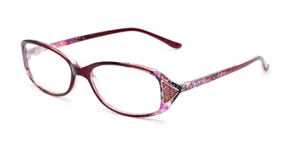 Angle of The Pixie in Red Floral, Women's Oval Reading Glasses