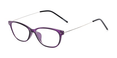 Angle of The Poppy Flexible Reader in Purple, Women's Cat Eye Reading Glasses