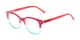 Angle of The Topanga in Red/Blue, Women's and Men's Retro Square Reading Glasses