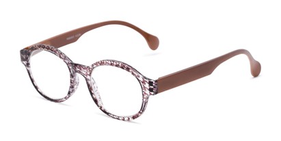 Angle of The Preppy in Brown Houndstooth, Women's Round Reading Glasses