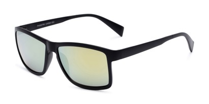 Angle of The Queensland Unmagnified Sunglasses in Black with Yellow Mirrored, Women's and Men's Retro Square Sunglasses