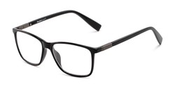 Angle of The Burton in Black, Men's Retro Square Reading Glasses