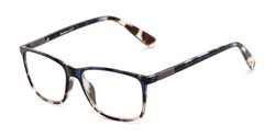 Angle of The Burton in Blue/Brown Fade, Men's Retro Square Reading Glasses