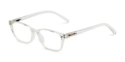 Angle of The Grable in Clear, Women's and Men's Rectangle Reading Glasses