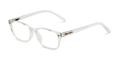 Angle of The Grable in Clear, Women's and Men's Rectangle Reading Glasses