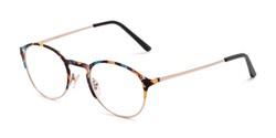 Angle of The Samantha in Blue Tortoise/Gold, Women's Round Reading Glasses