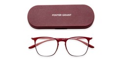Angle of The Liam Super Flat Blue Light Glasses in Dark Red, Women's and Men's Square Reading Glasses