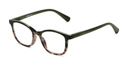 Angle of The Bayswater in Olive Green/Tortoise, Women's Retro Square Reading Glasses
