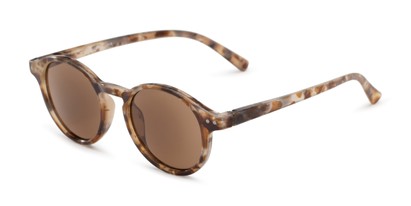 Angle of The Bermuda Reading Sunglasses in Brown Tortoise with Amber, Women's and Men's Round Reading Glasses