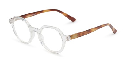 Angle of The Bosworth in Clear/Brown, Women's and Men's Round Reading Glasses
