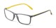 Angle of The Bradley in Matte Grey/Yellow, Men's Rectangle Reading Glasses