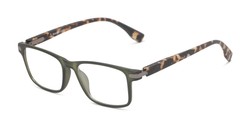 Angle of The Bronson in Matte Green/Tortoise, Men's Rectangle Reading Glasses