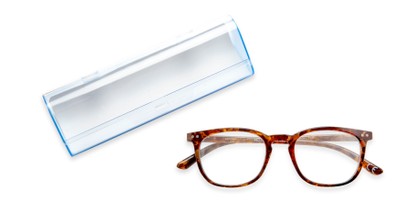 Angle of The Caiden Pop of Power™ Blue Light Reader in Tortoise, Women's and Men's Square Reading Glasses