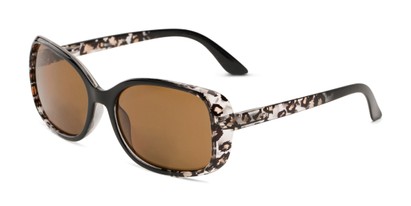 Angle of The Cassia Bifocal Reading Sunglasses in Brown Leopard with Amber, Women's Square Reading Sunglasses