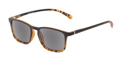 Angle of The Cassian Reading Sunglasses in Matte Black & Brown Tortoise/ Smoke, Men's Square Reading Sunglasses