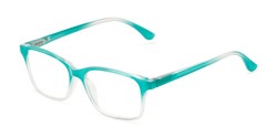 Angle of The Cassidy in Jade Green Fade, Women's Retro Square Reading Glasses