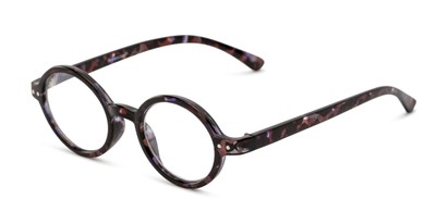 Angle of The Concord Blue Light Reader in Purple Tortoise, Women's and Men's Round Computer Glasses