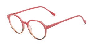 Angle of The Dapper Blue Light Reader in Red/Tortoise, Women's Round Computer Glasses