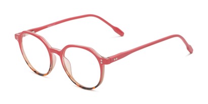 Angle of The Dapper Blue Light Reader in Red/Tortoise, Women's Round Computer Glasses