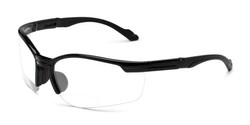 Angle of The David Bifocal Safety Glasses in Black with Clear Lenses, Women's and Men's Sport & Wrap-Around Reading Glasses