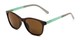 Angle of The Delilah Reading Sunglasses in Brown with Mint & Stripes / Amber, Women's Square Reading Sunglasses