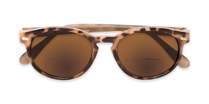 Folded of The Drama Bifocal Reading Sunglasses in Light Tortoise with Amber