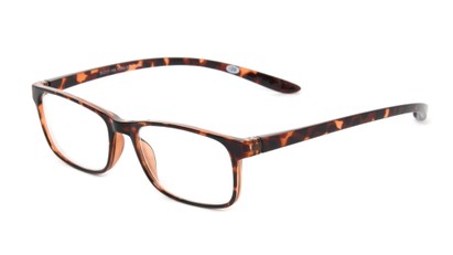 Angle of The Mateo in Shiny Tortoise, Men's Rectangle Reading Glasses