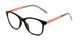 Angle of The Eloise in Black with Pink & Stripes, Women's Square Reading Glasses