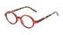 Angle of The Bookworm in Crystal Red/Demi Temples, Women's and Men's Round Reading Glasses