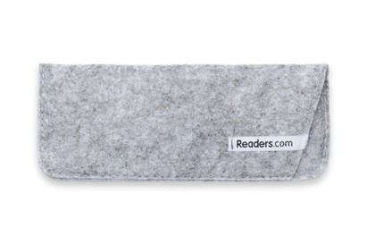 Angle of The Felt Reading Glasses Pouch in Light Grey, Women's and Men's  Soft Cases / Pouches
