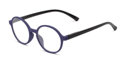 Angle of The Fletcher in Matte Blue/Black, Women's and Men's Round Reading Glasses