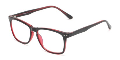 Angle of The Fremont Multifocal Reader in Black/Red, Women's and Men's Rectangle Reading Glasses