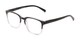 Angle of The Governor Bifocal in Black/ Clear, Women's and Men's Retro Square Reading Glasses