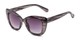 Angle of The Harper Bifocal Reading Sunglasses in Grey Stripe with Gradient Smoke, Women's Cat Eye Reading Sunglasses