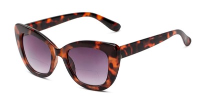 Angle of The Harper Bifocal Reading Sunglasses in Brown Tortoise with Gradient Smoke, Women's Cat Eye Reading Sunglasses
