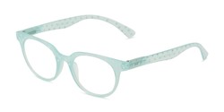 Angle of The Heidi in Mint Green Sparkle Dot, Women's Round Reading Glasses
