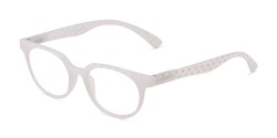 Angle of The Heidi in White Sparkle Dot, Women's Round Reading Glasses